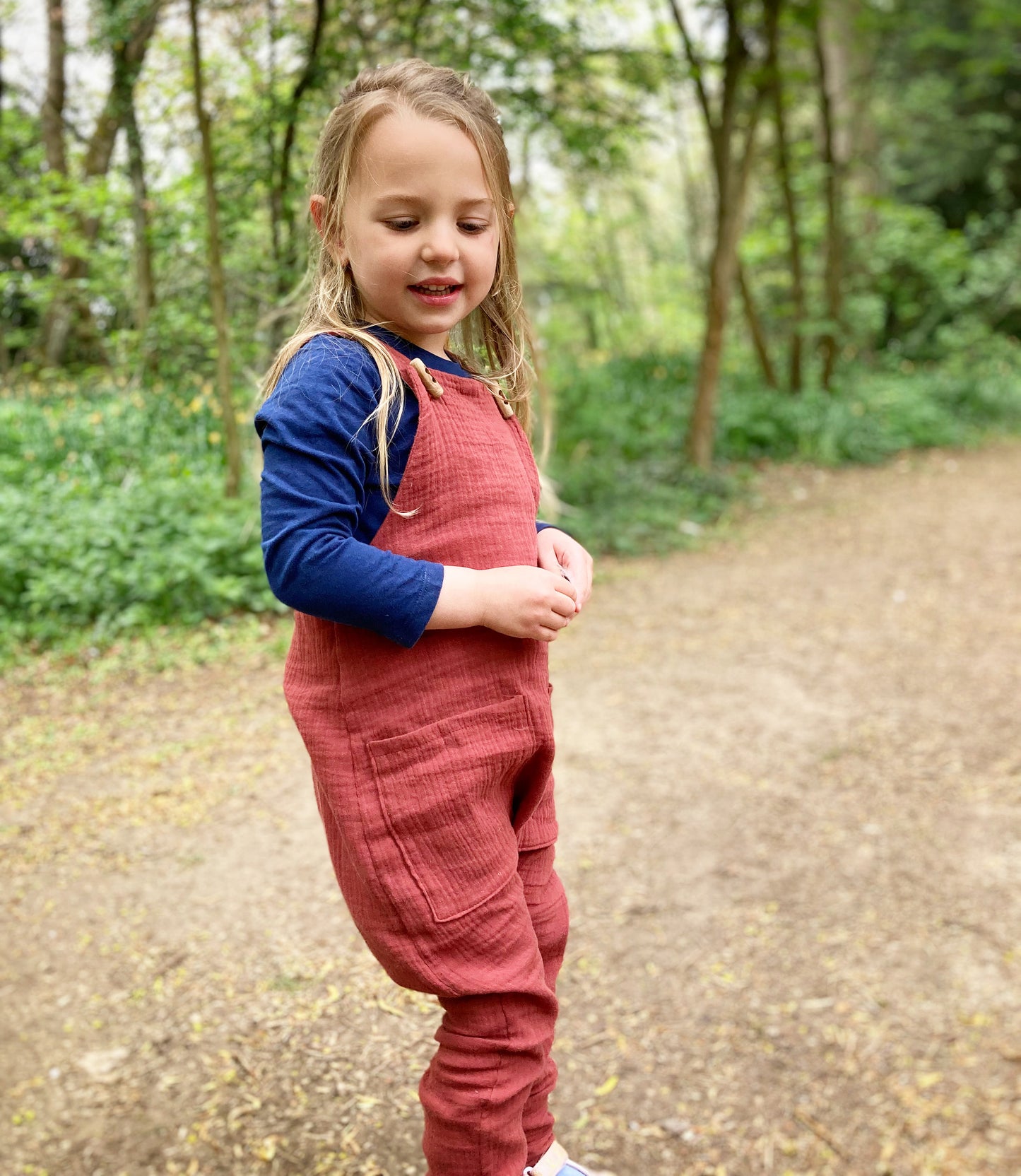 Double gauze dungarees